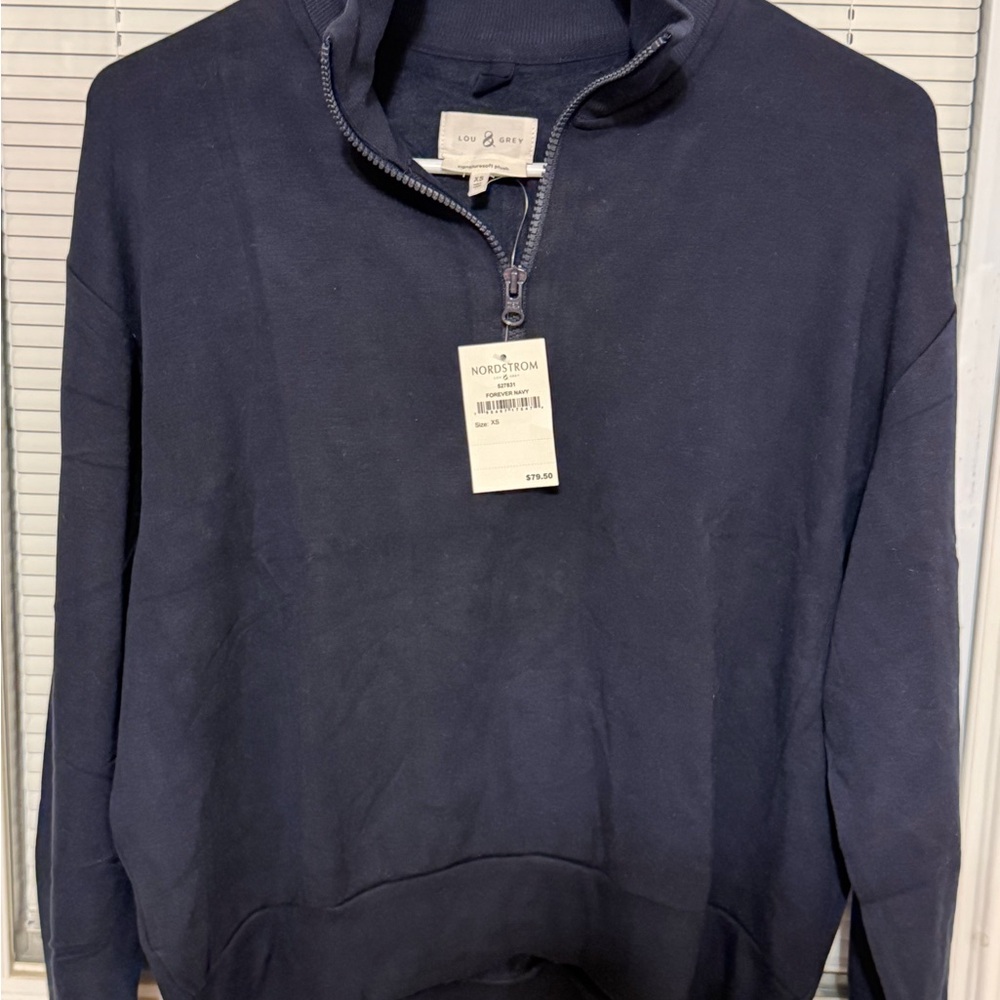 Lou & Grey Men's Dark Blue Zip-Up Sweater